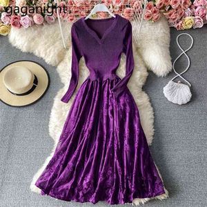 Elegante Frauen Party Kleid Langarm Chic Koreanisch Eine Linie Swing Vestidos Frühling Bodycon Kleider 210601