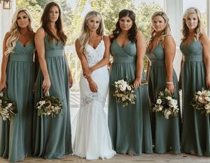 Dark Green Bridesmaid Dresses A Line Floor Length Sleeveless Spring Summer Garden Countryside Wedding Guest Maid of Honor Gowns Tailor Made Plus Size Available