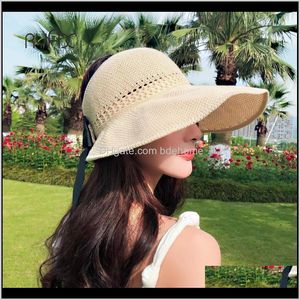Caps Hats, Scarves & Gloves Aessories Drop Delivery 2021 Female Handmade Crochet Large Wide Brim Foldable St For Women Summer Sun Hat Fashion