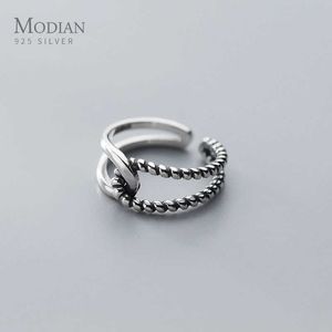 Doppelkreisring für Frauen Mode 925 Sterling Silber Einfache geometrische Asymmetrie Freie Größe Feiner Schmuck Mädchen Geschenk 210707