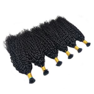 Kinky Кудрявый я наконечник наращивания волос для чернокожих женщин микролинкс кератин монгольский человеческие волосы пакеты 100% бразильские глубины 100с 100 г