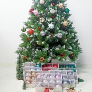 12 pçs / conjunto de plástico natal bola decoração de árvore pendurado ornamento pingente artigos festa suprimentos ano 2021