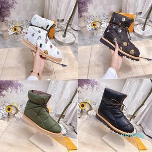 Alta Qualidade Famoso Designer de Luxo Camping Boots Fashion Botas Curtas Botas de Inverno Botas de Neve Botas Flat Bottomed Womens Shoes Bow Down Sapatos 220