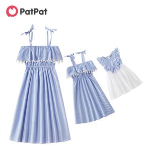 Arrival Striped Ruffle Off-shoulder Dresses for Mommy and Me 210528