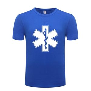 EMT Acil Teknisyen Erkek Erkekler T Gömlek Tshirt Kısa Kollu O Boyun Pamuk Rahat T-Shirt Top Tee 210707