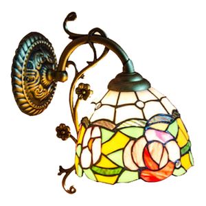 Tiffany Flower Corridor Vägglampa Rose Glas Sovrum Balkong Hall Wall Sconce Porch Lighting Fixtures