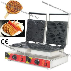 Commercial Non-stick 110v 220v Electric Dual Waffle Machine Bear Waffle Stick Maker Round Mini Waffle Baker Iron