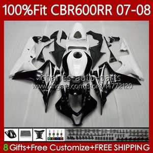 OEM Body for Honda CBR 600RR CBR600 RR F 5 2007-2008 Kroppsarbeten 70NO.8 CBR 600 RR CC F5 600F5 600CC 2007 2008 CBR600F5 CBR600RR 07 08 Injektionsform Fairing White Glossy