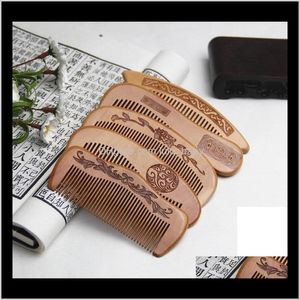 Natural Peach Combs Thickened Carved Wood Combs Anti-Static Mas Scalp Health Portable Hair Comb Wedding Favor Women'S Gifts L8Thd 0Z6On