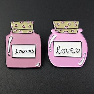 Pins, Brooches Dream Love Bottle Enamel Pins DIY Badges Bags Metal Pin Gifts For Friends Jewelry Brooch Clothes Backpack Hats