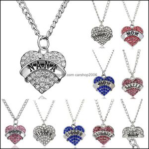 Pendanthalsband Pendants smycken Diamond Peach Heart Necklace Mothers Day Year Gift Family Crystal Rhinestone Womens Drop Delivery 2021
