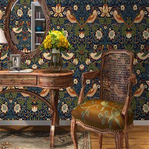 0,53 x 10 m braune Blumen- und Vogelmuster-Tapete im chinesischen Stil für Wohnzimmer, Schlafzimmer, Esszimmer, TV, Sofa, Hintergrundtapete