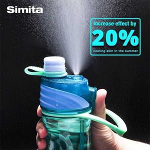 Simita Wasserflasche, Nebelsprühflasche, Kunststoff mit Strohhalm, auslaufsicher, tragbar, BPA-frei, Outdoor-Sport-Fahrradflasche 211122