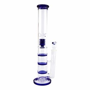 17 pollici Bong in vetro Narghilè Fumo Pipa ad acqua 3 strati Percolatore a nido d'ape Diffuso Shisha Filtro Beaker Bubbler W / ICE Catcher Per tubi narghilè