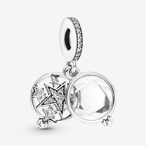 100% 925 Sterling Prata Ampliado Estrela Dangle Charms Fit Original Europeia Charme Pulseira Moda Mulheres Noivado Acessórios de Jóias