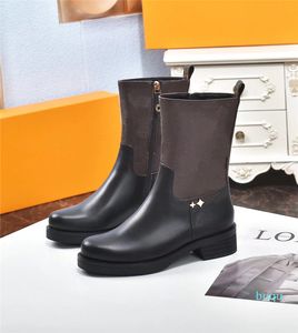 Designer- Kvinnor Fashion Leather Women Boots Desert Boot Leathers grova vinterskor klackar