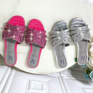 Brand new women's slipper sandal shoes gina ladies flats heels sandal shoes with diamond high quality !