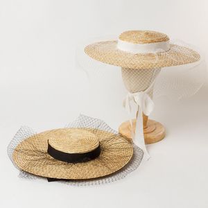 Широкие шляпы Breim Hats king king пшеница лето повязка повязку головной убор плоский верхняя мода женская солнечная женщина невеста украсить этап шоу большая соломенная шляпа