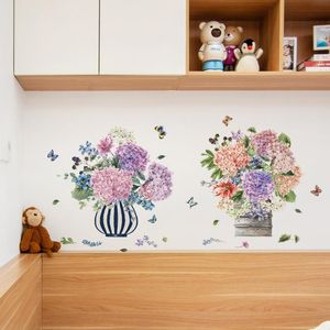 Duvar çıkartmaları dolap yatak odası dekorasyon için saksı çiçek çıkartmaları kendinden yapışkanlı kağıt
