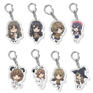 Rascal Does Not Dream of Bunny Girl Senpai Keychain Men Anime Key Chain Women Cartoon Sakurajima Mai Keyring Cute Metal Brelok G1019