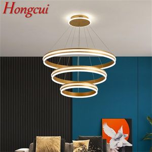 Lampade a sospensione Hongcui Luci nordiche Lampada a LED rotonda di lusso contemporanea in oro per la decorazione