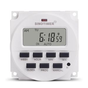 TIMERS SINOTIMER 220V Weekly 7 Days Programmerbar Digital Time Switch Rela Timer Control för Electric Appliance 8 On/Off -inställning