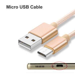 Cep Telefonu Cabasaluminum Naylon Mikro USB Hızlı Şarj Kablosu için Samsung Galaxy E7 E5 A7 A5 A3 J7 J5 J1 2015/2016 Veri Sync