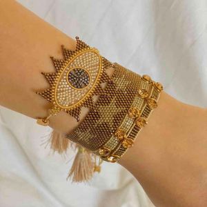 Bluestar 2021 3D Turkiskt ögonarmband Chic Star Pulsas Mujer Mode Fashion Crystal Handgjorda Miyuki Bead Armband