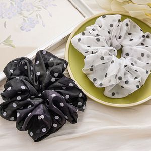 Scrunchies oversize Donna Chiffon Polka Dots Cravatte per capelli Corda Fasce elastiche per capelli Ragazze Copricapo Donut Grip Loop Ponytail Holder