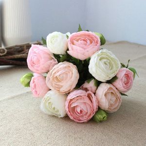 Decorative Flowers & Wreaths Bride Holding Bouquet Simulation Home Decoration Artificial Flower Lotus Birthday Girl Silk