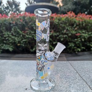 8 Inch Hookah Glow In the Dark Space Theme Glass Water 14mm Bowl Pipe Bong