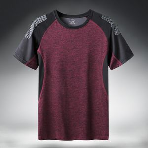 T-shirt Män m-6xl 7xl 8xl Ny splicing Snabb torr Kortärmad T-shirts Mens Running Top Stretch Fitness Kläder Casual T Shirt Y0322