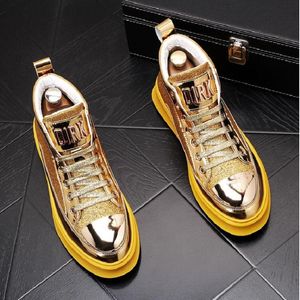 Luxo Novos Homens High-top Sneakers Casual Flats Lace-up Sapatos Mocassins Masculino Prom Hip-Hop Skate Zapatos Hombre