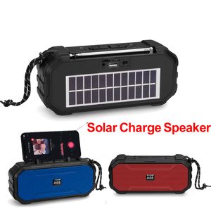 Multifuncional Bluetooth Speaker Solar Carga Portátil Stereo Stereo LED Lanterna FM Rádio USB Disk TF MP3 Música Player Ao Ar Livre Esportes HiFi SoundBox