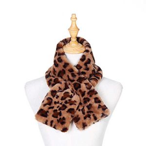 Winter Thicken Plush Leopard Scarf Female Faux Rabbit Fur Warm False Collar Animal Pattern Cross Neck Guard Warm Snood N37 H0923