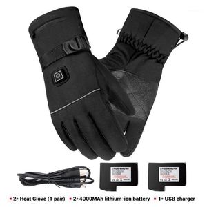 Ski Gloves Heated Waterproof Non-slip Touch Screen 3.7V Rechargeable Battery Powered Electric Hand Warmer For Skiing Cycling
