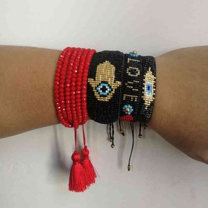 Shinusboho insta jóias miyuki hamas mão pulseras homens amor carta mujer moda turco bracelete para as mulheres bileklik