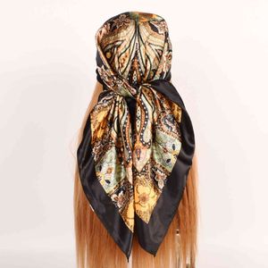 New printed fashion small Shawl women scarv headscarf wholale cheap 90 square Vintage Paisley silky scarf Customizable