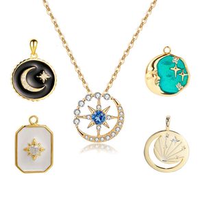 Wholesale 18k gold jewellery resale online - Women Sterling Sier Tiny Fine Jewellery k Gold Plated Diamond Minimalist Enamel Star Sun Moon Necklace