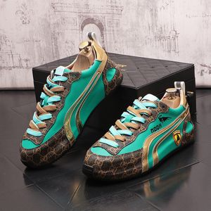 Luksusowe Mężczyźni Projektant Dorywczo Buty Kolorowe Przeszycia Oryginalne Tenisowe Sneakers Platforma Niepoślizgowa Dno Torba Mokasyny