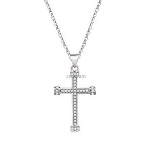 24k Gold Diamond Cross Necklace Pendant Crystal Row Necklaces chains Women Men Believe Christ Fashion Jewelry Will and Sandy