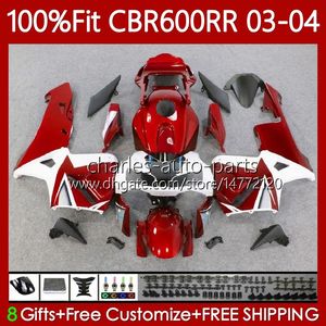 OEM-kropp för Honda CBR 600RR 600F5 600CC 03-04 karosseri 71NO.43 CBR 600 RR F5 CC CBR600RR 03 04 CBR600F5 CBR-600 CBR600 RR 2003 2004 Injektionsformmassa Metall Red Blk