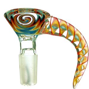 JEMQ 4 -Hole Rainbow Slides 14mm hookahs Male Import Color Made Colorful Decorative Glass Craft Bowl For Water Bongs smoking bowls