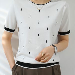 T-shirt da donna girocollo maglione casual top tees sottile pullover coreano di grandi dimensioni moda manica corta 210623