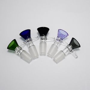 14mm Färgglada Clear Slide Male Jiont för vattenrör Bong Tjock Glasskål Tobaks ört Dry Oljebrännare med handtag Rökning Tillbehör Olja Dab Rigs Ny