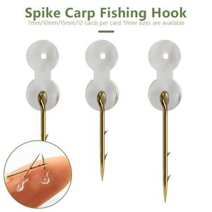 12pcs Metal Isca Bait Spike Carpa Gancho de Pesca Isca Bailies Pin Spike Maggot Milho Ronnie Ronnie Hair Rigs Carpa Alimentador Pesca