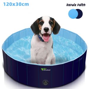 Venta al por mayor de Piscina para mascotas de perro plegable amzdeal 120x30cm- Bañera de bañera de plástico PVC mejorada, antideslizante, duradero para mascotas pequeñas, medianas y grandes