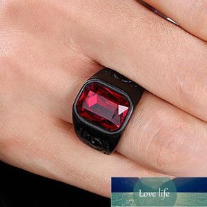Wholesale red rings jewellery for sale - Group buy Black Men Ring Red Zircon Stainless Steel Rings For Men Jewelry Vintage Square Crystal Ring Jewellery Anel Anillos Aneis Bague