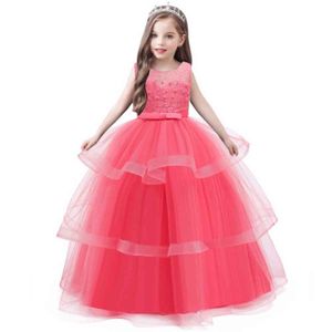 Meninas vestido crianças elegante laço mangas festa princesa vestido flor menina vestido de noiva bebê roupas 8 9 10 11 13 14 anos G1129