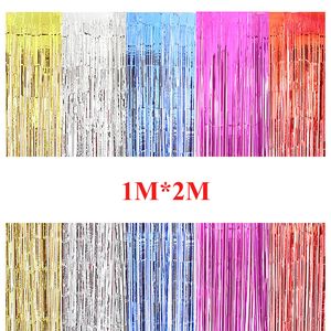 1 * 2 M Party Decoration Rose Gold Folia Fringe Tinsel Drzwi Zasłona 2021 Boże Narodzenie Halloween Decor Photo Photo Tackdrop